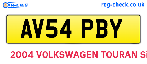 AV54PBY are the vehicle registration plates.