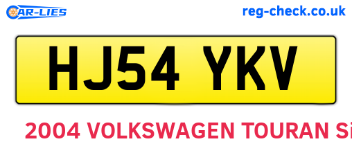 HJ54YKV are the vehicle registration plates.