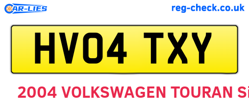 HV04TXY are the vehicle registration plates.
