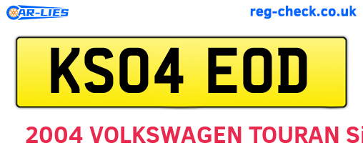 KS04EOD are the vehicle registration plates.