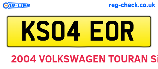 KS04EOR are the vehicle registration plates.