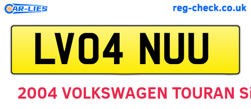 LV04NUU are the vehicle registration plates.