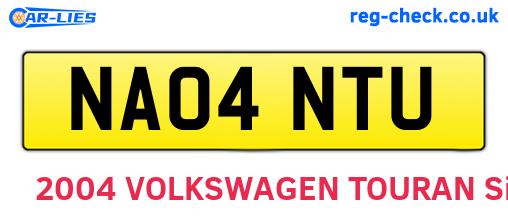 NA04NTU are the vehicle registration plates.