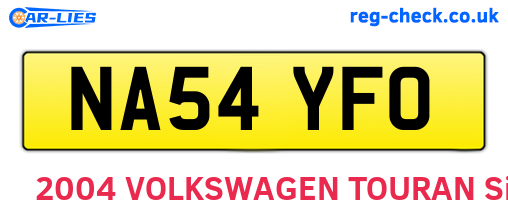 NA54YFO are the vehicle registration plates.