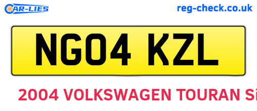 NG04KZL are the vehicle registration plates.