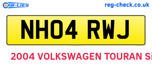 NH04RWJ are the vehicle registration plates.