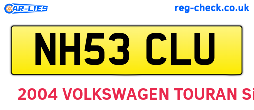 NH53CLU are the vehicle registration plates.