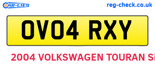 OV04RXY are the vehicle registration plates.