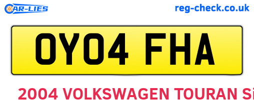 OY04FHA are the vehicle registration plates.