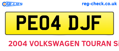 PE04DJF are the vehicle registration plates.