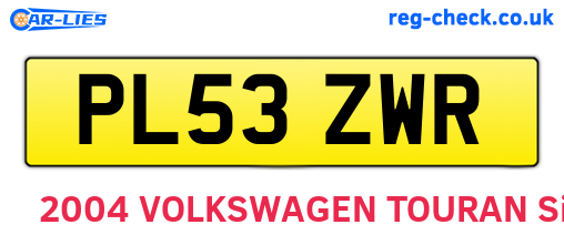 PL53ZWR are the vehicle registration plates.