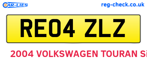 RE04ZLZ are the vehicle registration plates.