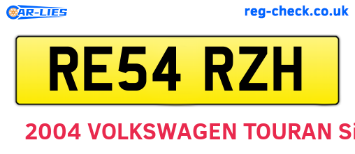 RE54RZH are the vehicle registration plates.