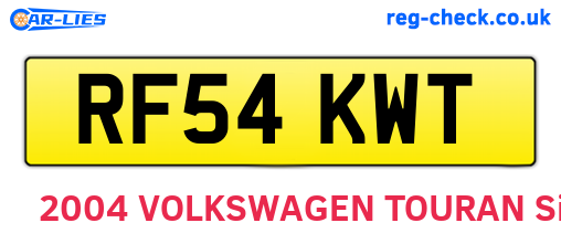 RF54KWT are the vehicle registration plates.