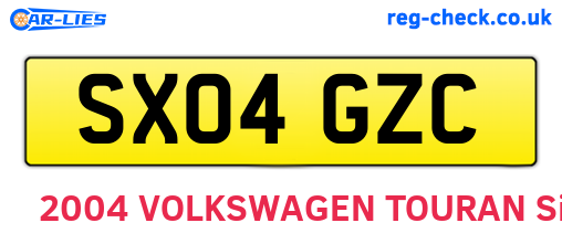 SX04GZC are the vehicle registration plates.