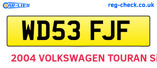 WD53FJF are the vehicle registration plates.