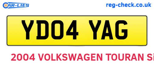 YD04YAG are the vehicle registration plates.