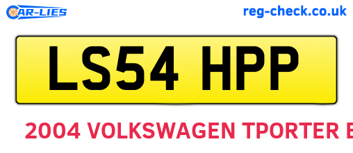 LS54HPP are the vehicle registration plates.