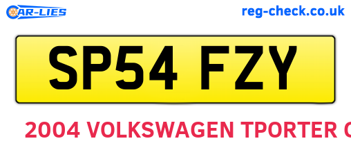 SP54FZY are the vehicle registration plates.