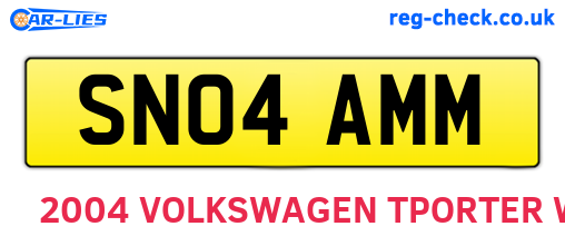 SN04AMM are the vehicle registration plates.