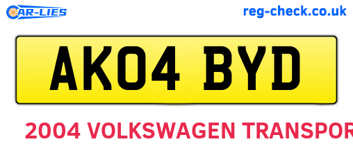 AK04BYD are the vehicle registration plates.