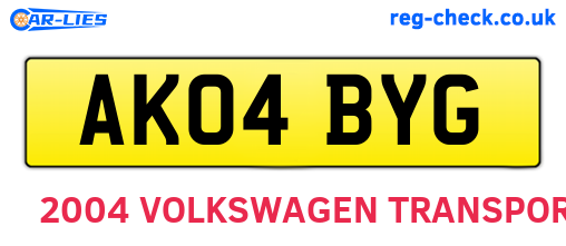 AK04BYG are the vehicle registration plates.