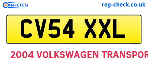 CV54XXL are the vehicle registration plates.