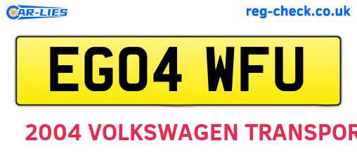 EG04WFU are the vehicle registration plates.