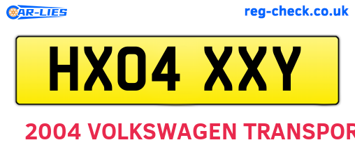 HX04XXY are the vehicle registration plates.