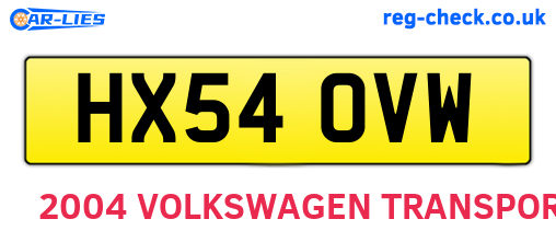 HX54OVW are the vehicle registration plates.