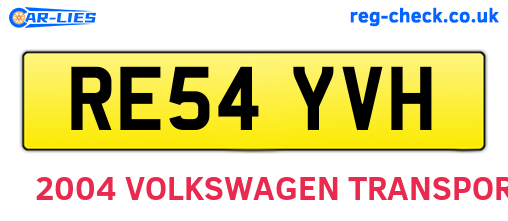 RE54YVH are the vehicle registration plates.