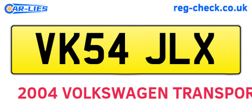 VK54JLX are the vehicle registration plates.