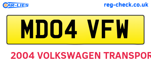 MD04VFW are the vehicle registration plates.