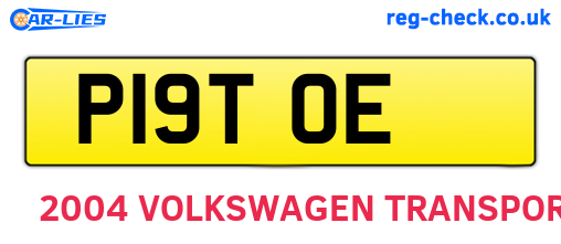 P19TOE are the vehicle registration plates.