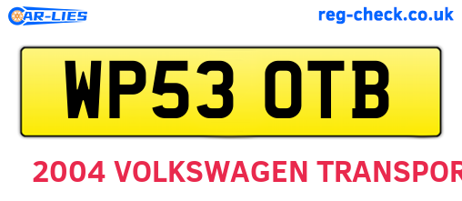 WP53OTB are the vehicle registration plates.