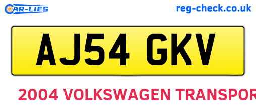 AJ54GKV are the vehicle registration plates.