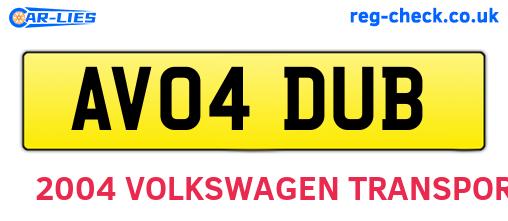 AV04DUB are the vehicle registration plates.