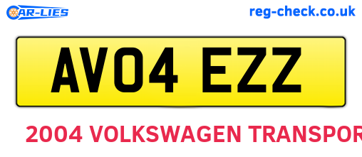 AV04EZZ are the vehicle registration plates.