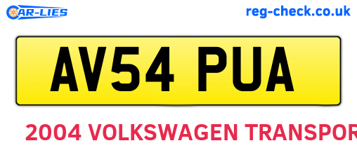 AV54PUA are the vehicle registration plates.