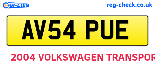 AV54PUE are the vehicle registration plates.