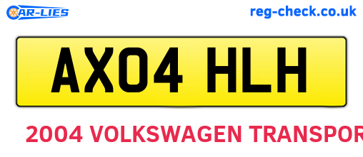 AX04HLH are the vehicle registration plates.