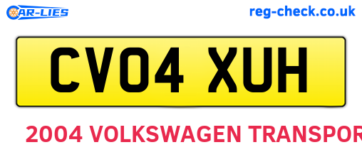 CV04XUH are the vehicle registration plates.