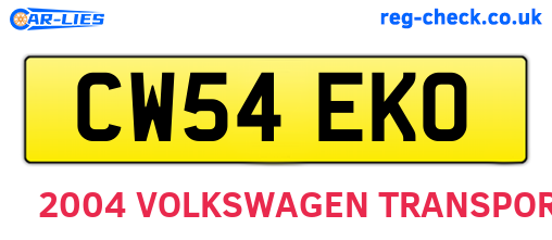 CW54EKO are the vehicle registration plates.