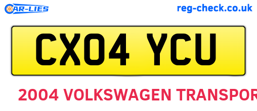 CX04YCU are the vehicle registration plates.
