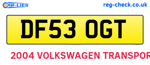 DF53OGT are the vehicle registration plates.