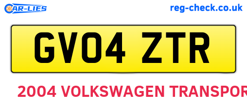 GV04ZTR are the vehicle registration plates.
