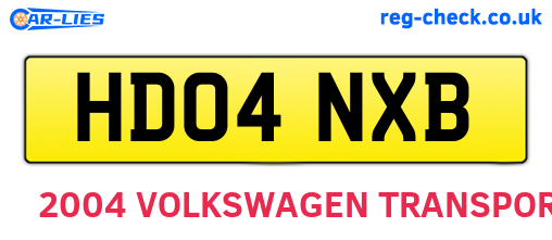 HD04NXB are the vehicle registration plates.