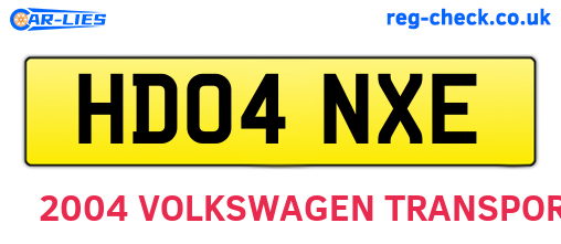 HD04NXE are the vehicle registration plates.
