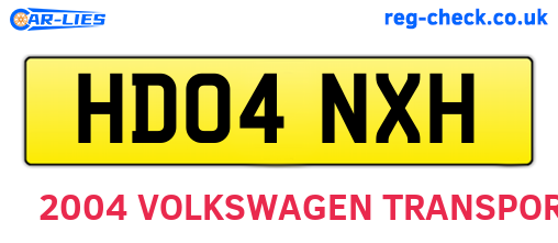 HD04NXH are the vehicle registration plates.