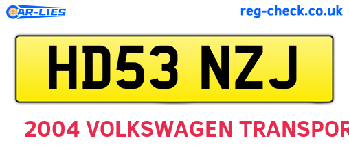 HD53NZJ are the vehicle registration plates.